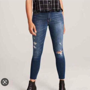 A&F Abercrombie Fitch Harper Low Rise Super Skinny Jeans Ripped Medium Blue Wash